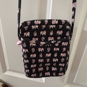 Vera Bradley Quilted Crossbody Bag – Black & Pink Elephant Print